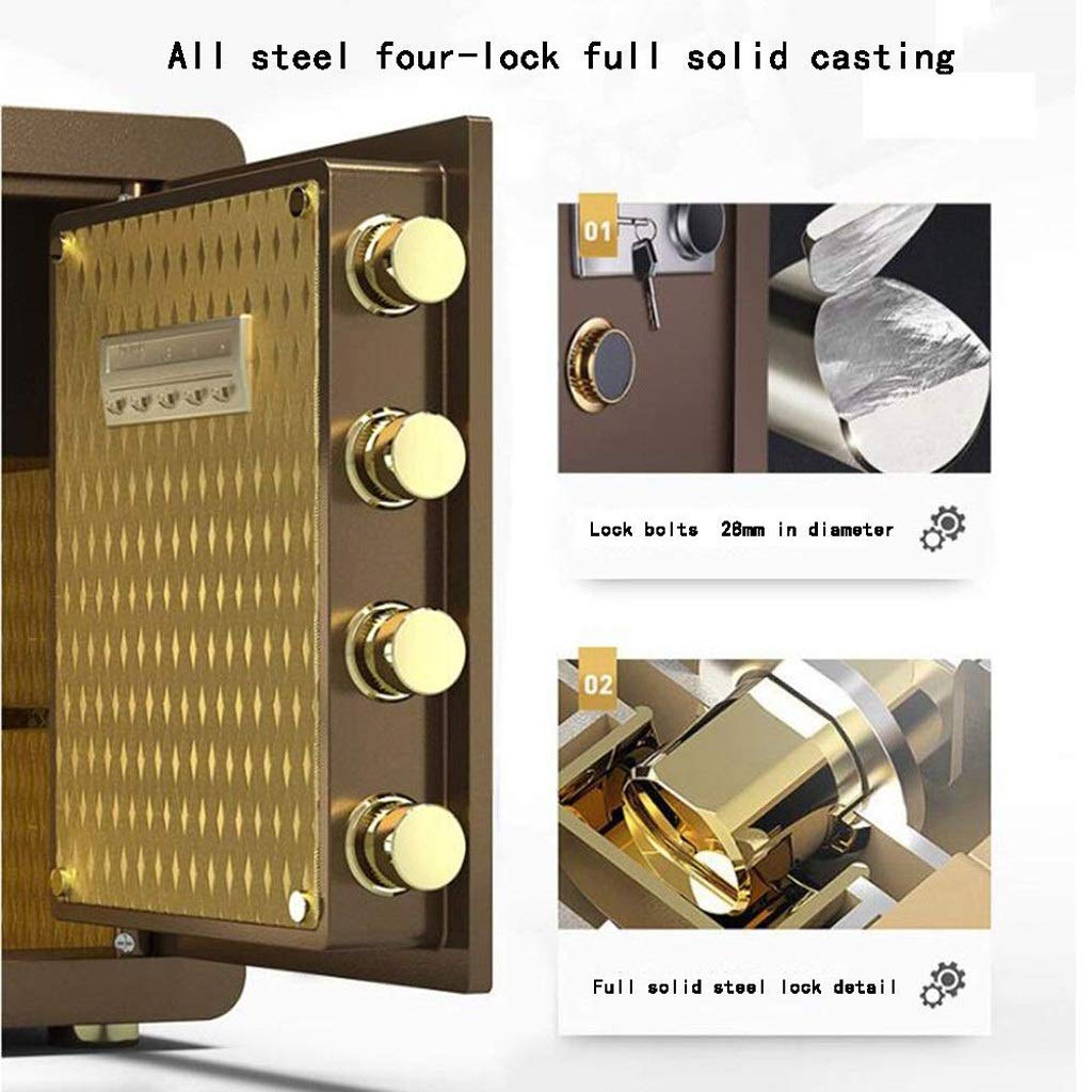 SUCADA Casseforti e Cassette di Sicurezza, salvadanaio, Cassette di Sicurezza per la casa, cassaforte Digitale (Coffee Gold)