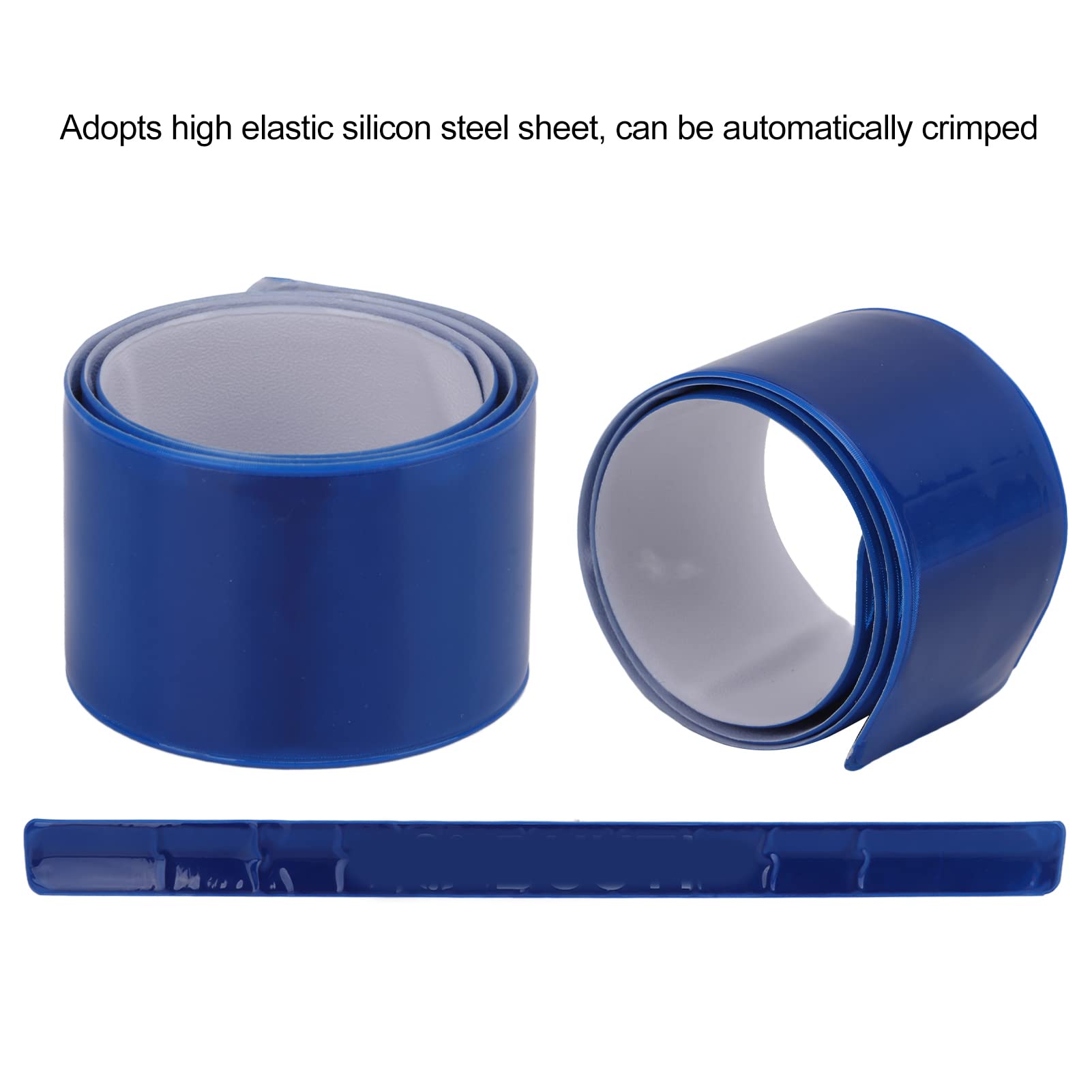 Lot de 10 bracelets réfléchissants en acier silicone haute visibilité pour vêtements, sport et équitation, améliore la sécurité avec des bandes réfléchissantes (bleu)