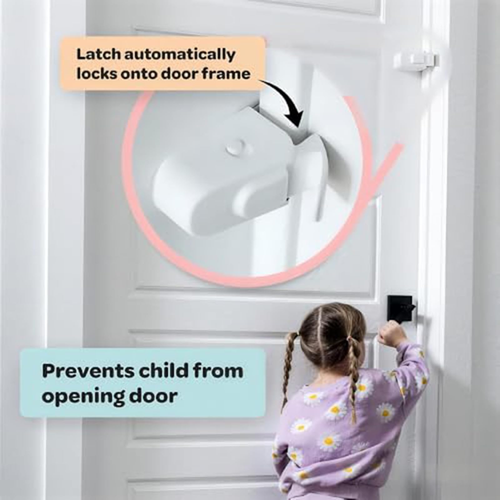 5 cerraduras de palanca de puerta a prueba de niños, la cerradura de puerta a presión no necesita herramientas ni taladra puertas de seguridad para bebés, operación con una sola mano para puertas de