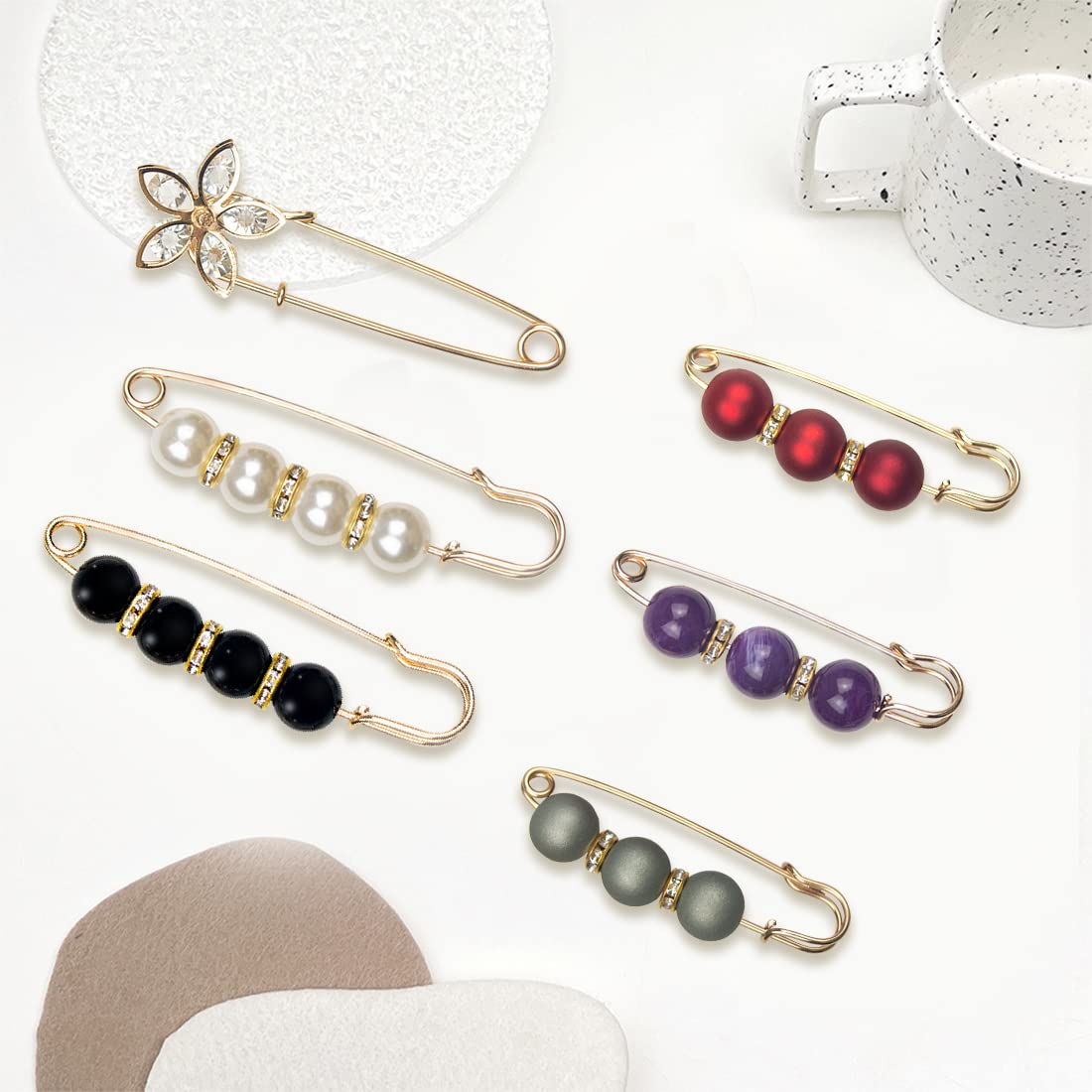 13 Broches Perles Imitation - Épingles De Sûreté Fashion Pour Vêtements Et Accessoires
