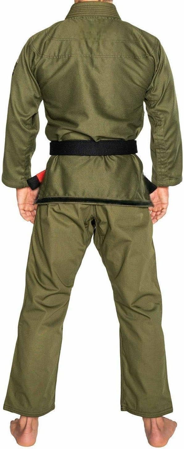 Martial Arts Uniform - Jiu Jitsu Gi With Pearl Weave Jacket, Military Green, Size A0