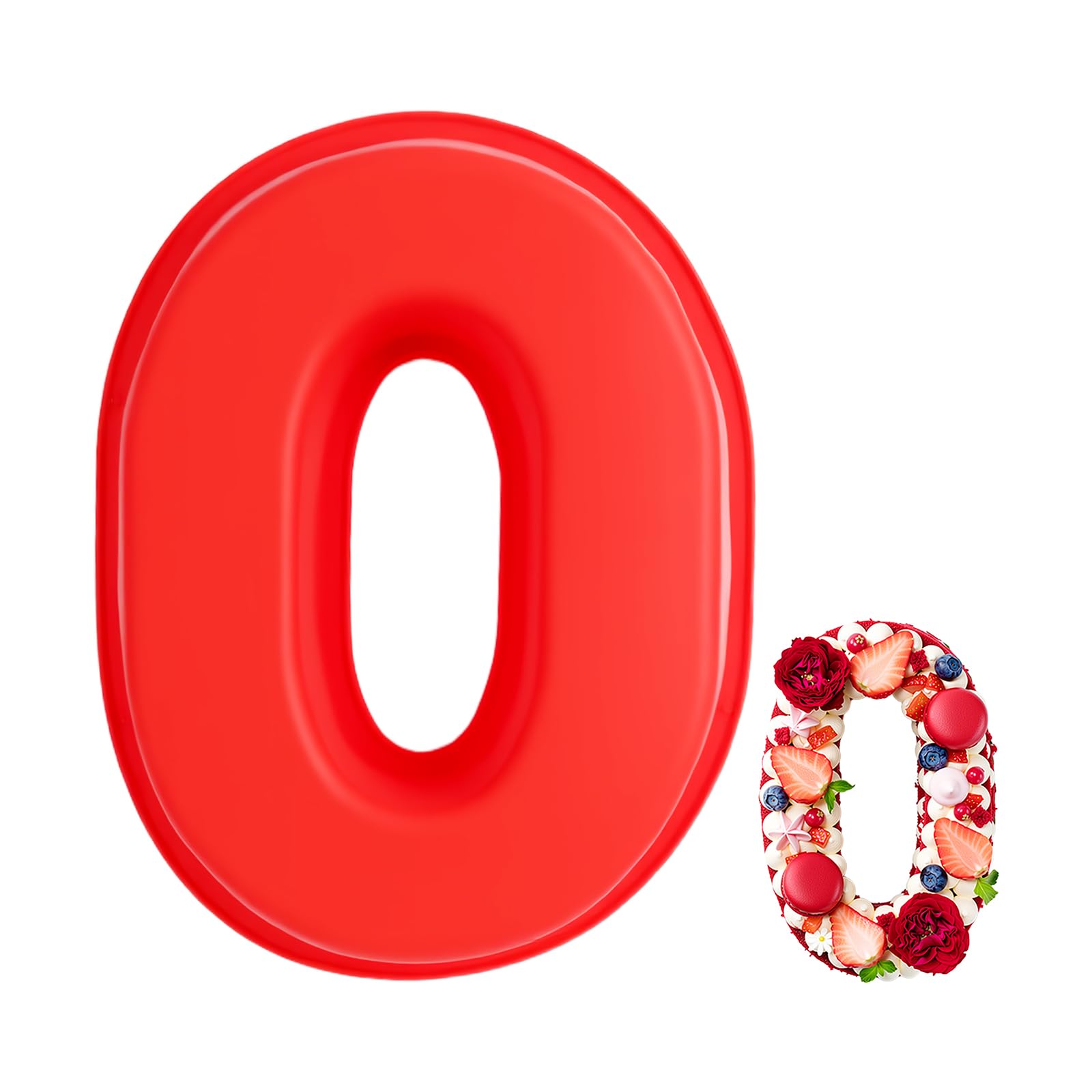 QMLING Large Number Cake Tins: Silicone 3D Number Cake Moulds, 10 Inch Molds for Baking Birthday Anniversary (0)