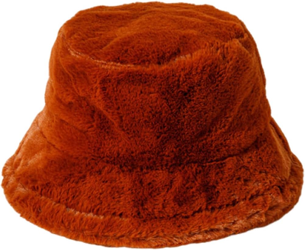 Womens Bucket Hats Winter Faux Fur Hat Mens Warm Fuzzy Outdoor Caps