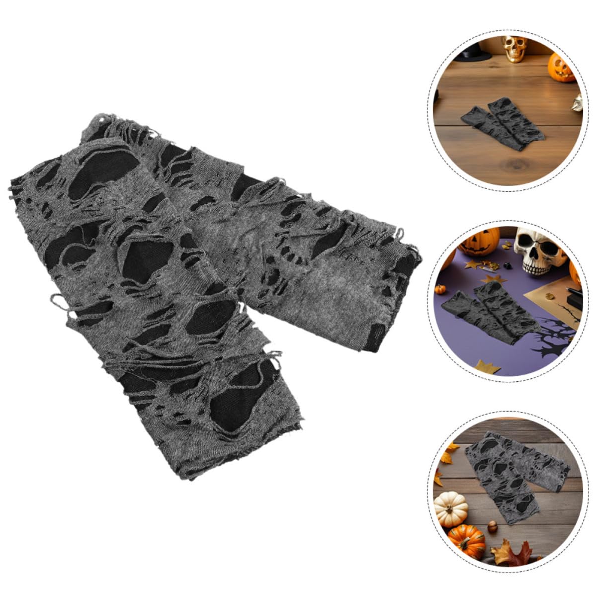 Healeved 12 Pares Guantes Punk sin Dedos Negros de Poliéster para Halloween