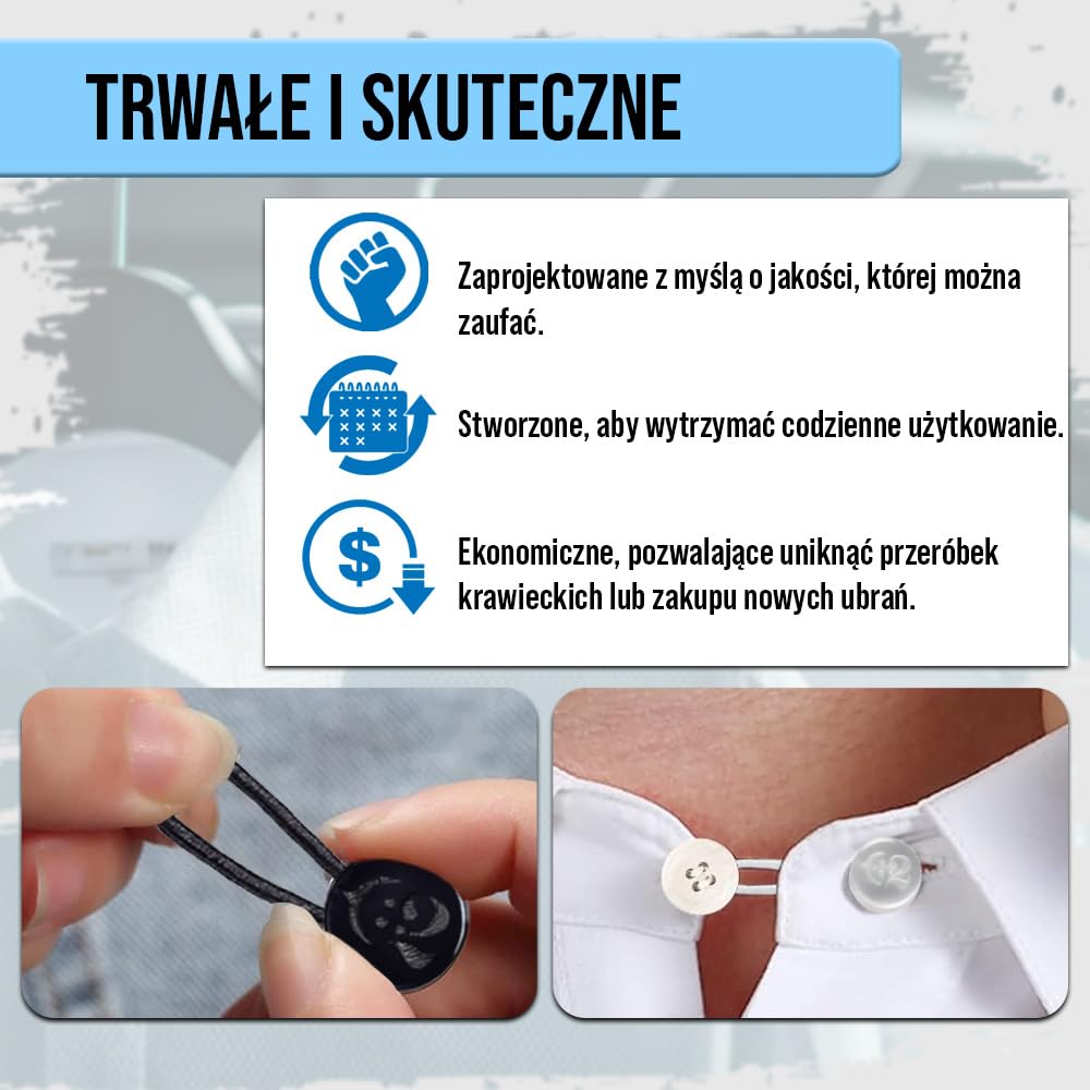 C2 2 szt. Przedłużki do kołnierzyka koszuli, Średni - Białe - 18L