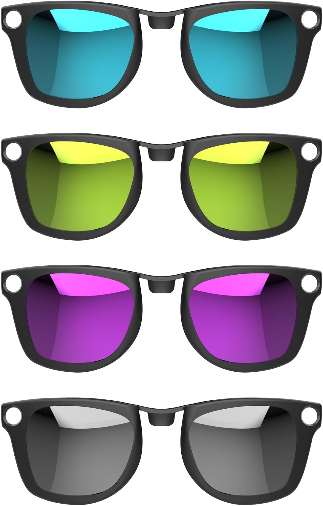 HIBLOKS 4Pcs Polarized Clip for Ray-Ban Meta Wayfarer Standard RW4006 (Size M 50-22) Smart Glasses Protect Your Eyes, Cool and Fashion (Silver, Blue, Yellow, Purple)