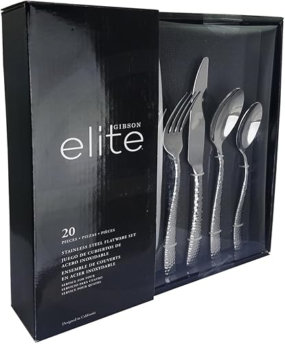 Gibson Elite Ambassador - Juego de cubiertos de acero inoxidable, servicio para 4 (20 piezas)