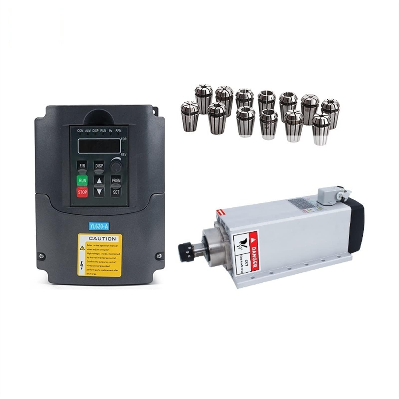 CVFRDD CNC Spindle Motor Kit 2.2kw 2200w Air-cooled Square Spindle Motor Kit +. 220V Inverter + ER20 Collet Air Engraving Milling
