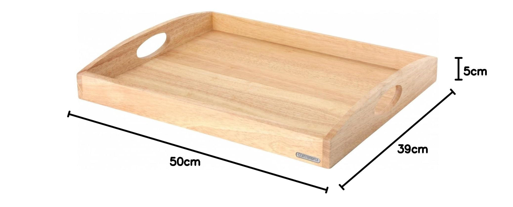Continenta Taca z drzewa kauczukowego, taca śniadaniowa, taca do serwowania, prostokątna, wymiary: 50 x 39 x 5 cm