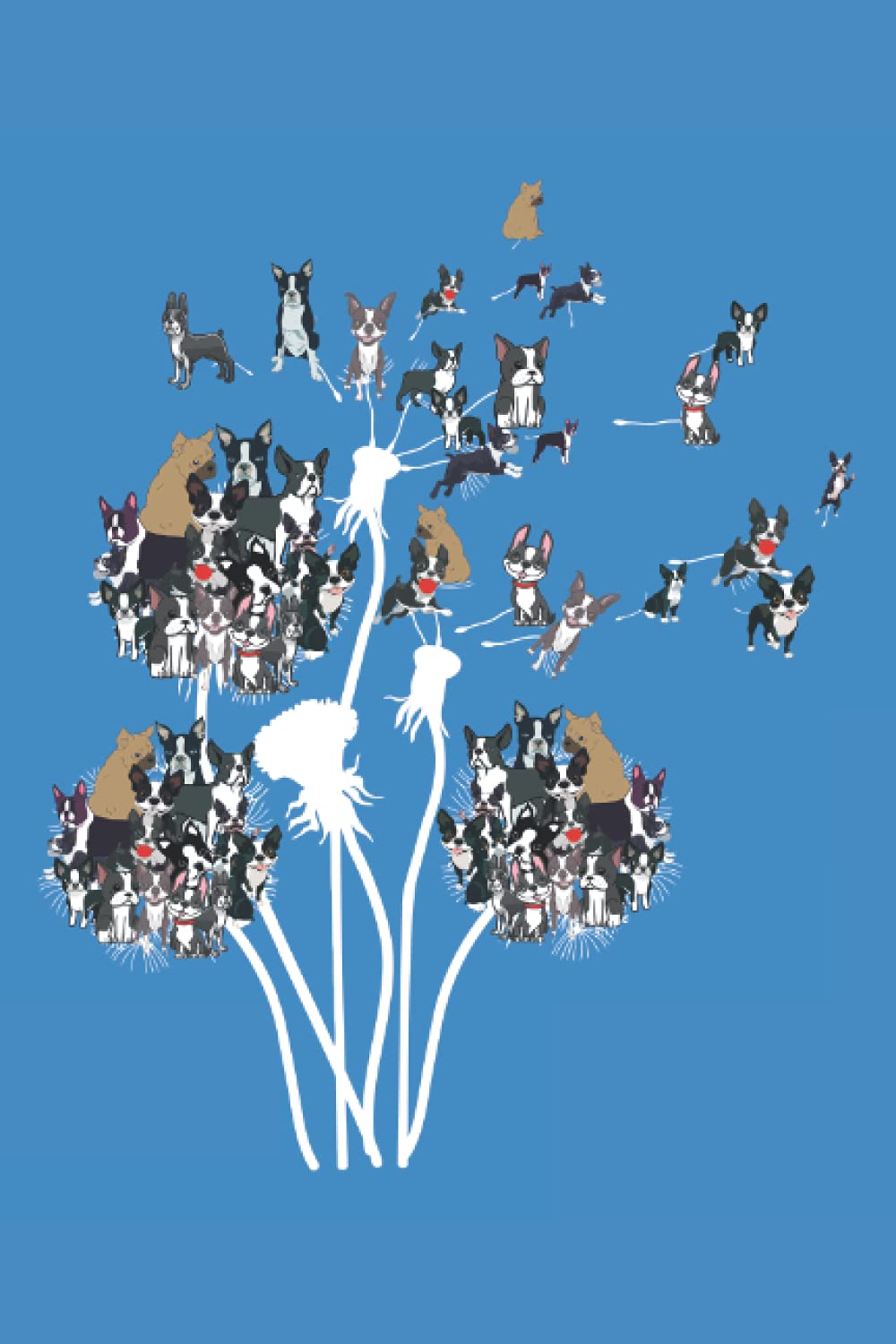 Boston Terrier Flower Fly Dandelion Boston Terrier Funny Dog: Journal / Notebook / Diary, 120 Blank Lined Pages, 6 x 9 inches, Matte Finish Cover, Great Gift For Kids And Adults