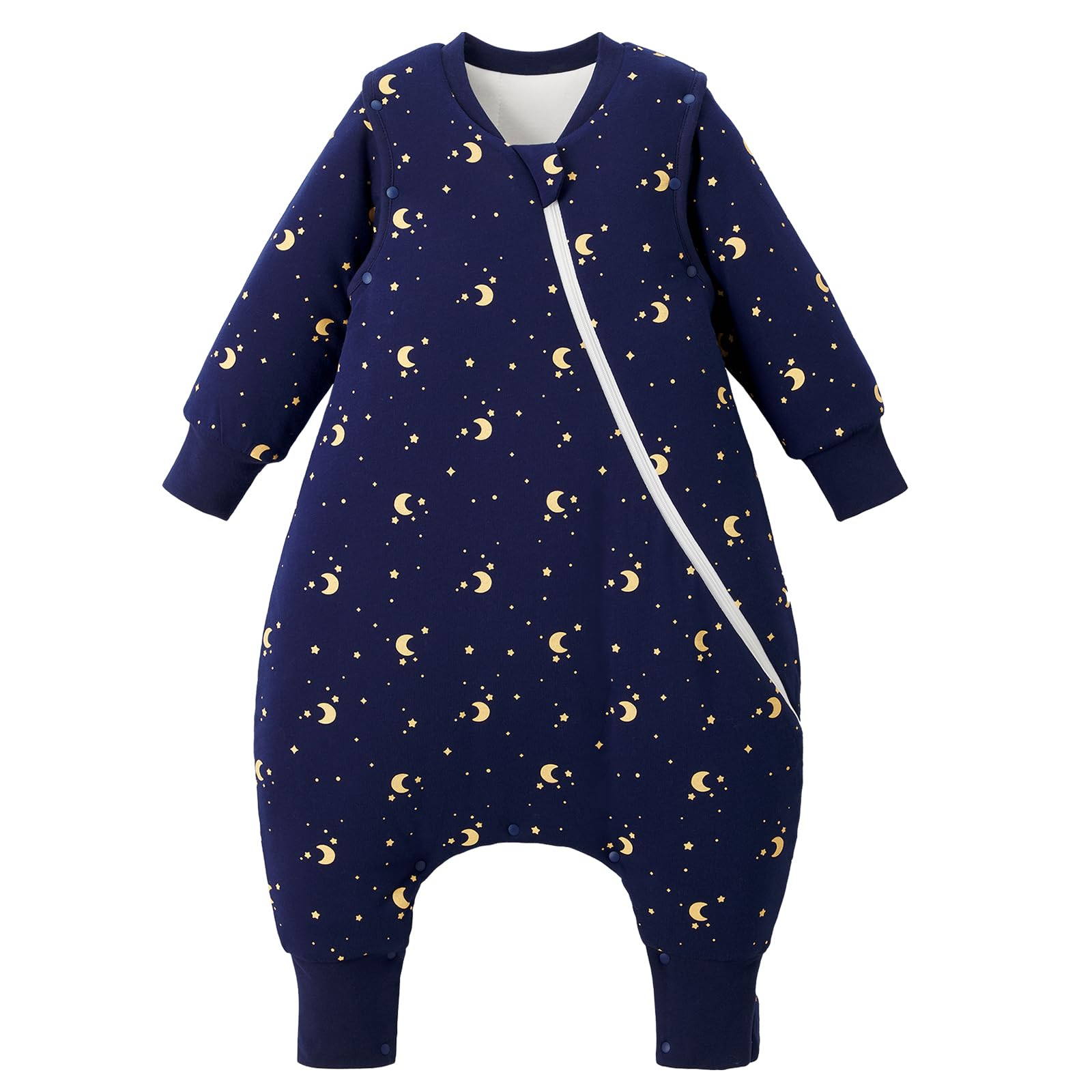 Duomiaomiao Saco de dormir para bebé de 2,5 tog, 100 % algodón, con piernas, cálido saco de dormir para bebé con pies de 2 a 3 años, luna