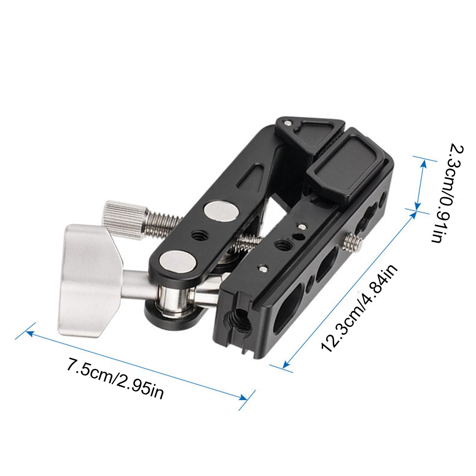 Annadue Soporte para Cámara con Súper Abrazadera, Abrazadera de Cangrejo de Aluminio con Roscas de 1/4" y 3/8", Bloque de Bloqueo Deslizante Multiángulo para Trípode, Soporte de L