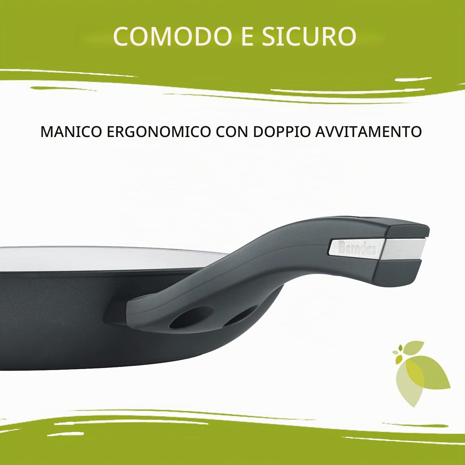 Berndes Padella Balance b.nature 28 cm, padella con rivestimento in quarzo resistente, adatta a induzione, antigraffio