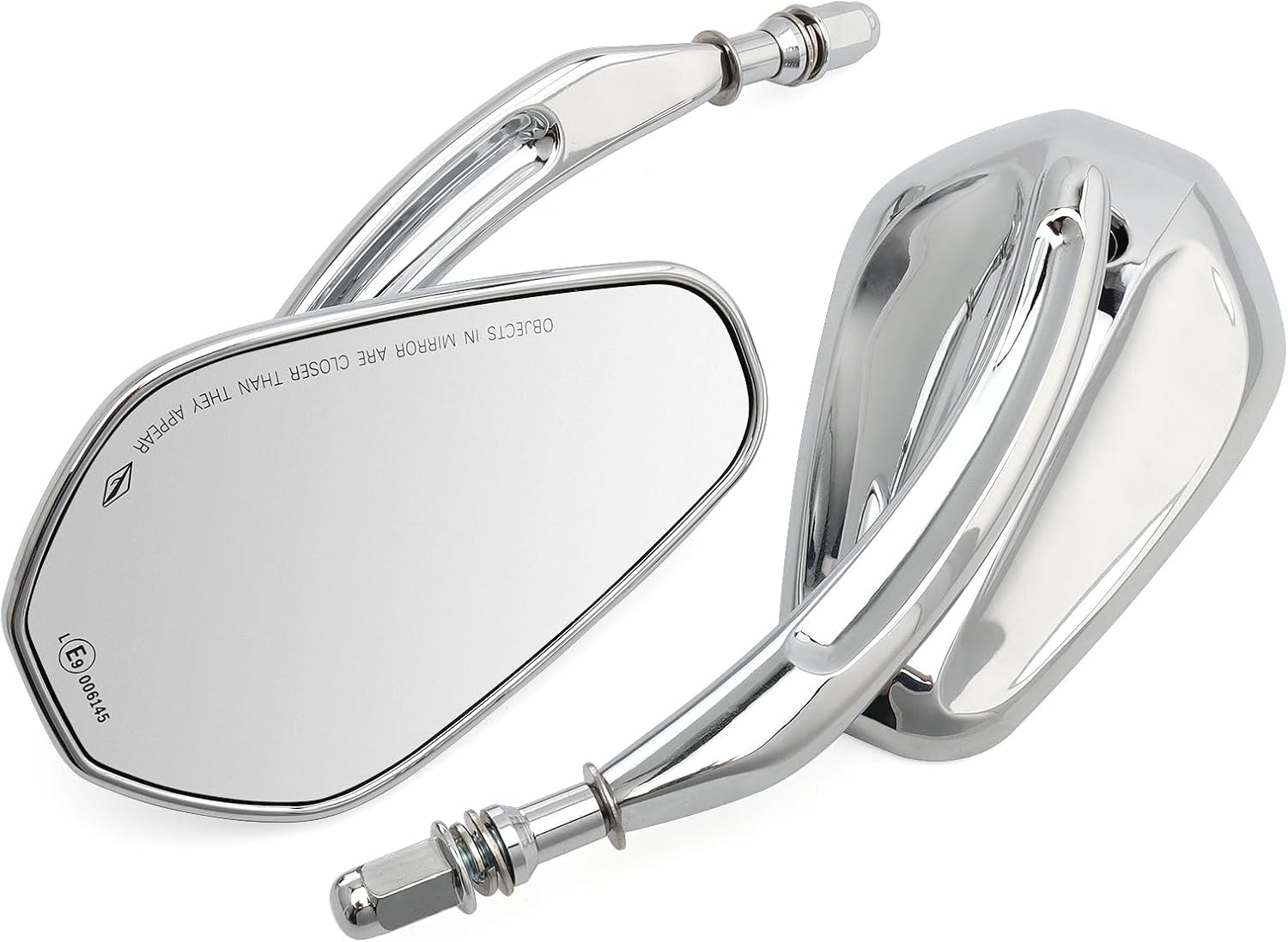 Motorcycle Mirrors 8mm Universal Rear View Side Mirrors Fit For Harley 1982-Later Sporster 883 1200 Low Rider S Softail Fat Bob Breakout 114 Touring Road King Street 500 XG500 750 Trike (Chrome)