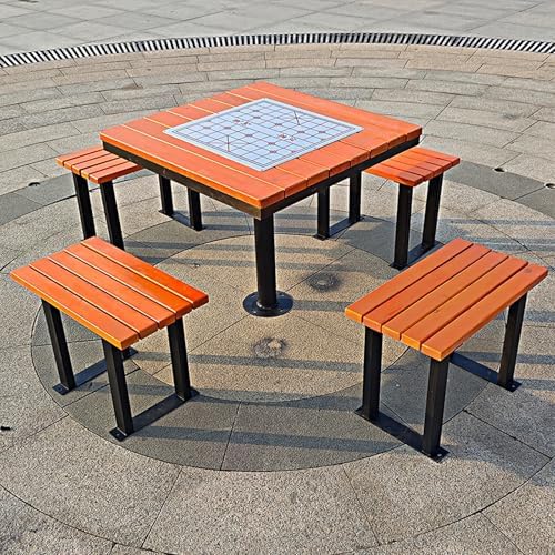 5-Piece Outdoor Patio Dining Set - Stainless Steel Checkerboard Table & Chairs for Porch, Poolside, Yard, Garden - Durable, Stylish, Easy Assembly