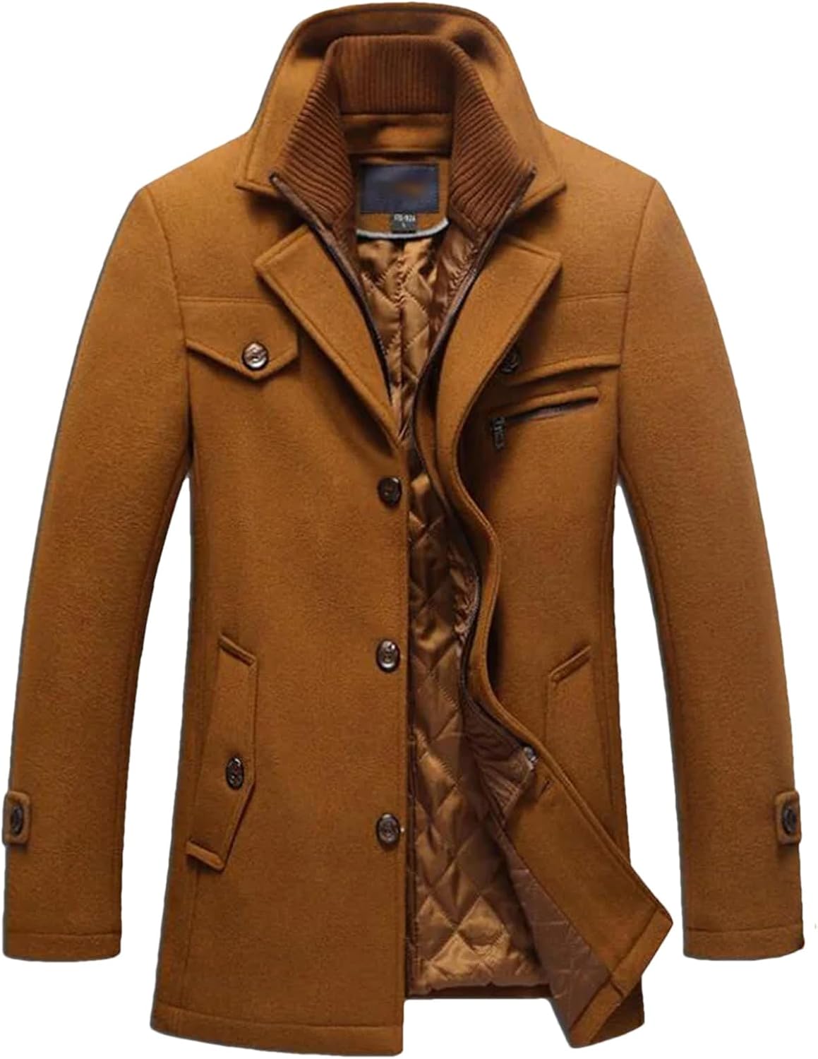 Autumn Winter Wool Jacket Men Casual Thicken Stand Collar Overcoat Mens Windbreaker Wool Blended Trench Coat