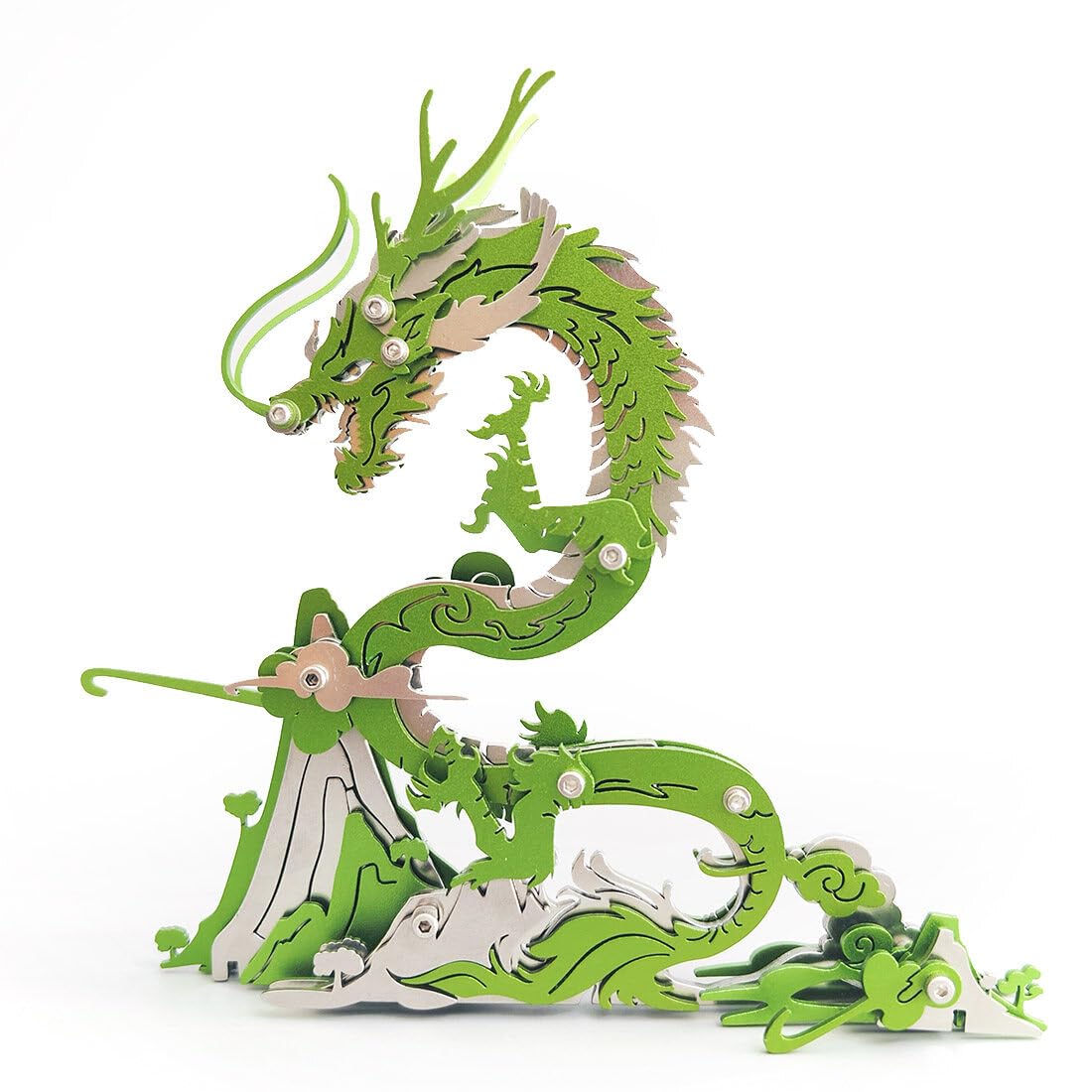 3D Metal Puzzle Mythical Beasts Model Kit, 90PCS 3D Assembly Mechanical Eastern Mythological Dragon Building Kit, Unique Desk Creative Art Decorations Gift for Adults