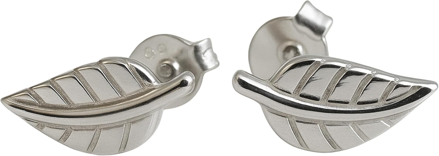 Leaf Stud Earrings 10mm – 925 Sterling Silver, Handmade Dainty Minimalist Fine Jewelry for Women