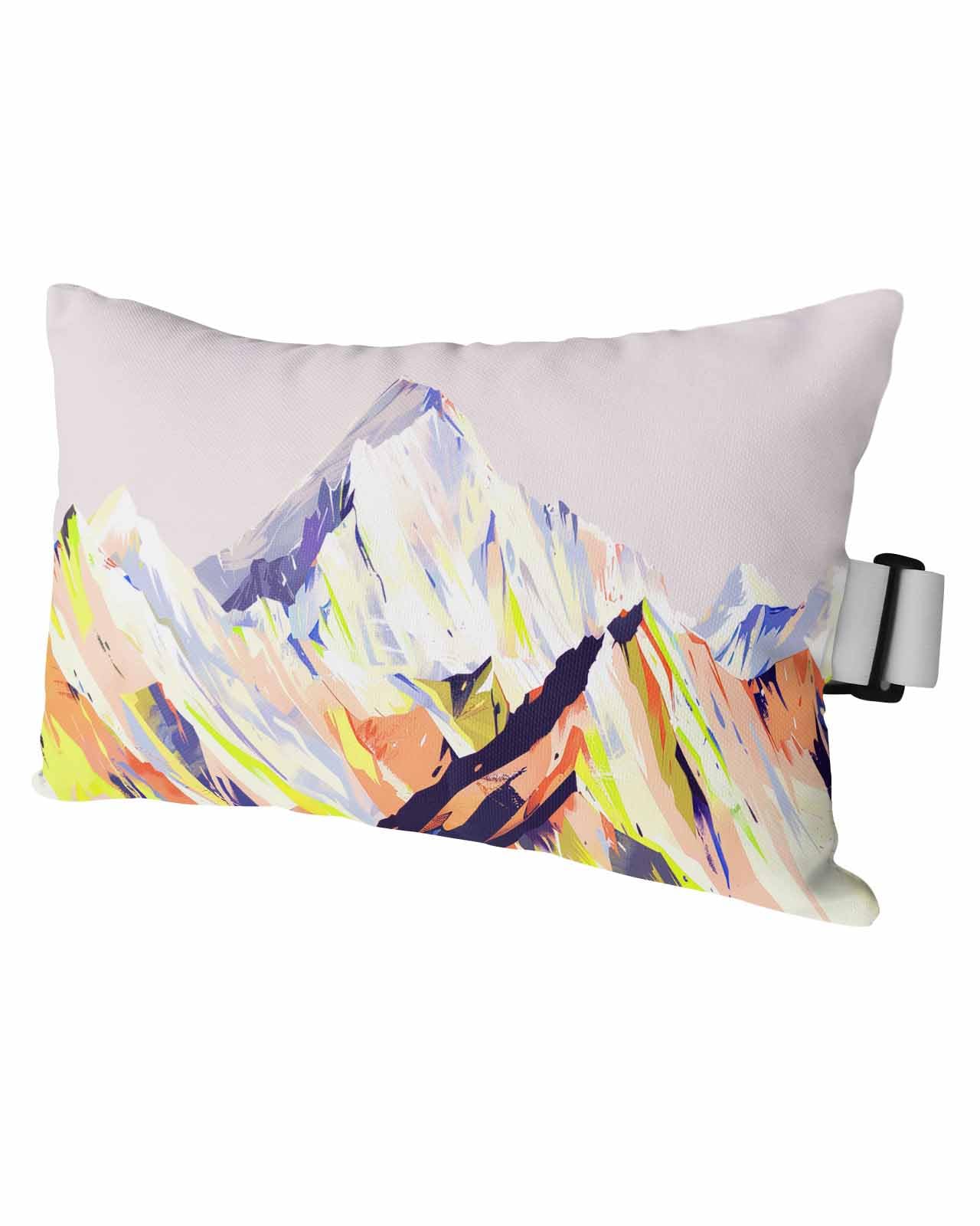 HERBED Outdoor Pillows Covers with Inserts Abstract Colored Drawing Mountain Oil Painting Waterproof Pillow with Adjustable Strap Throw Pillows for Patio Furniture Pool Lounge Chair, 12x20 Inch, 1PCS