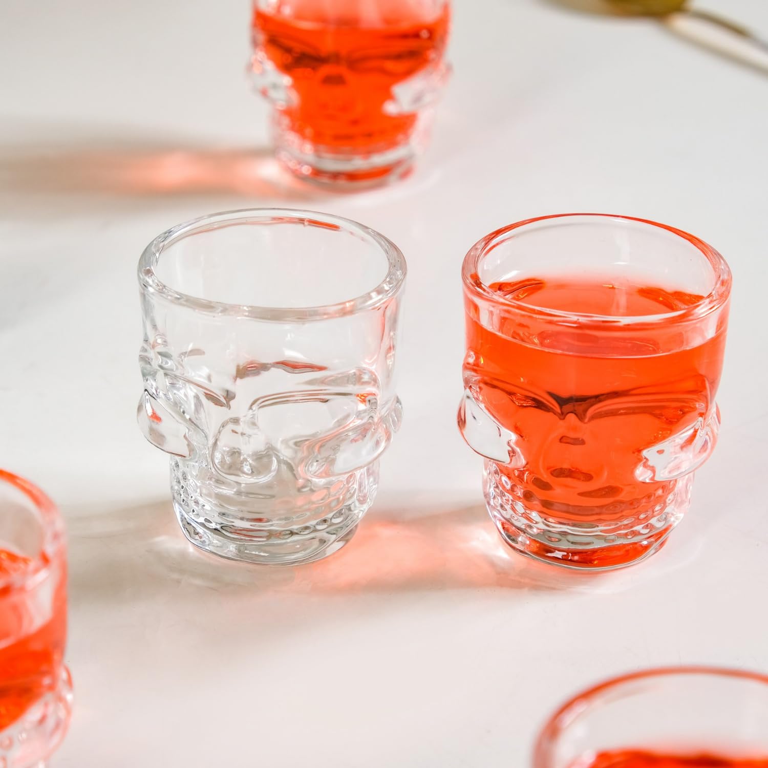 Nestasia Shot Glasses Set of 9 Skull-Shaped | Premium Lead-Free, Durable Glassware for Vodka, Tequila, and Unique Parties (50Ml), Transparent 1