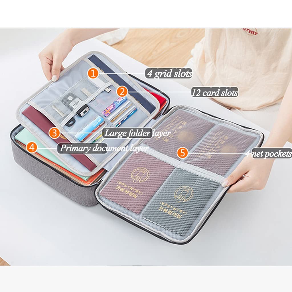 Busta per documenti, Portadocumenti con cerniera, borse organizer for documenti for lavoro, organizzazione domestica e conservazione(Grey)