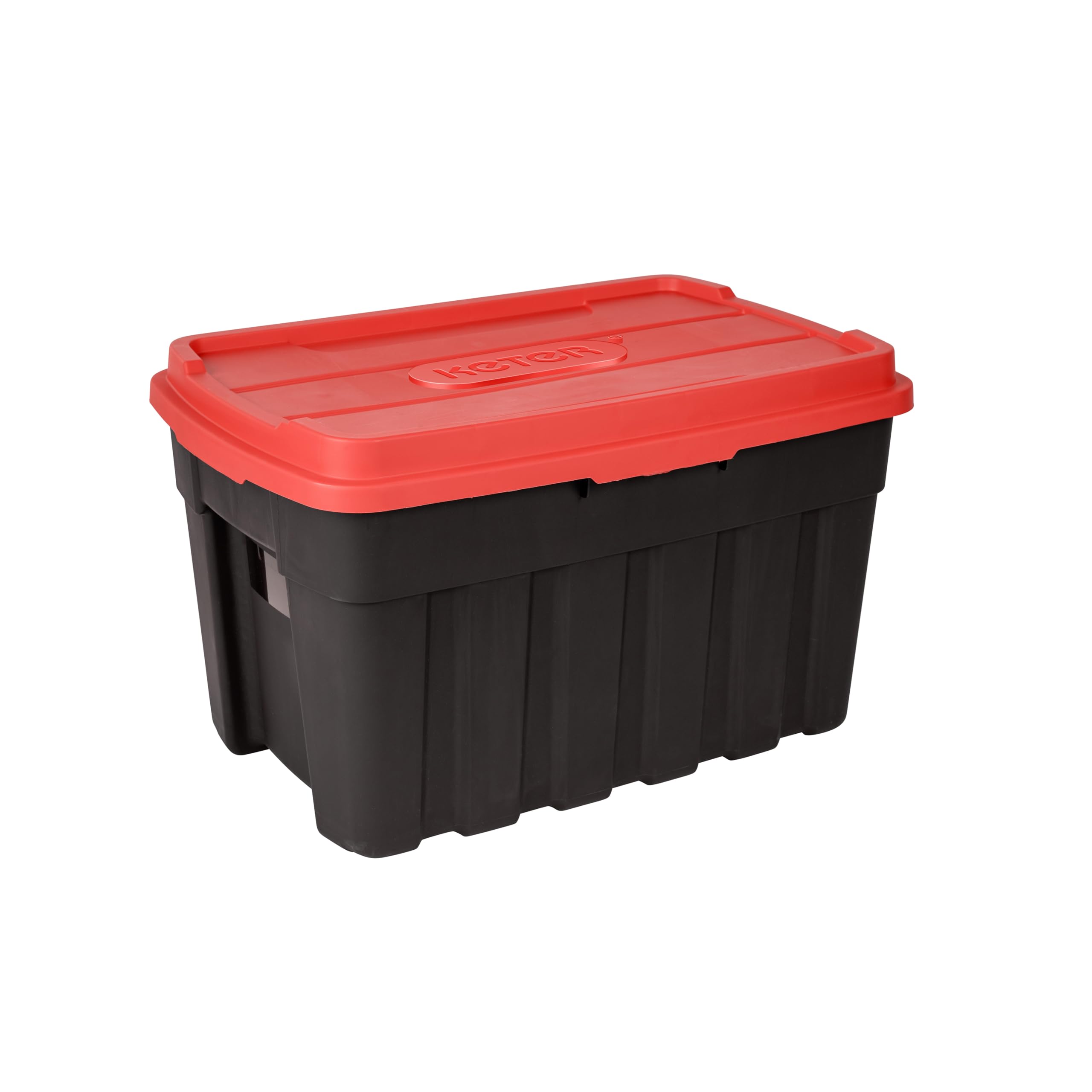 KeterTuff Box 140L Extra Large Stackable Storage box with Lid - Black and Red