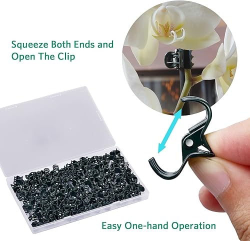 Miniatura 8 de ARRITZ Clips de orquídea, paquete de 100 clips para plantas para vides, flores, jardín, clips de soporte para plantas que mantienen los tallos de