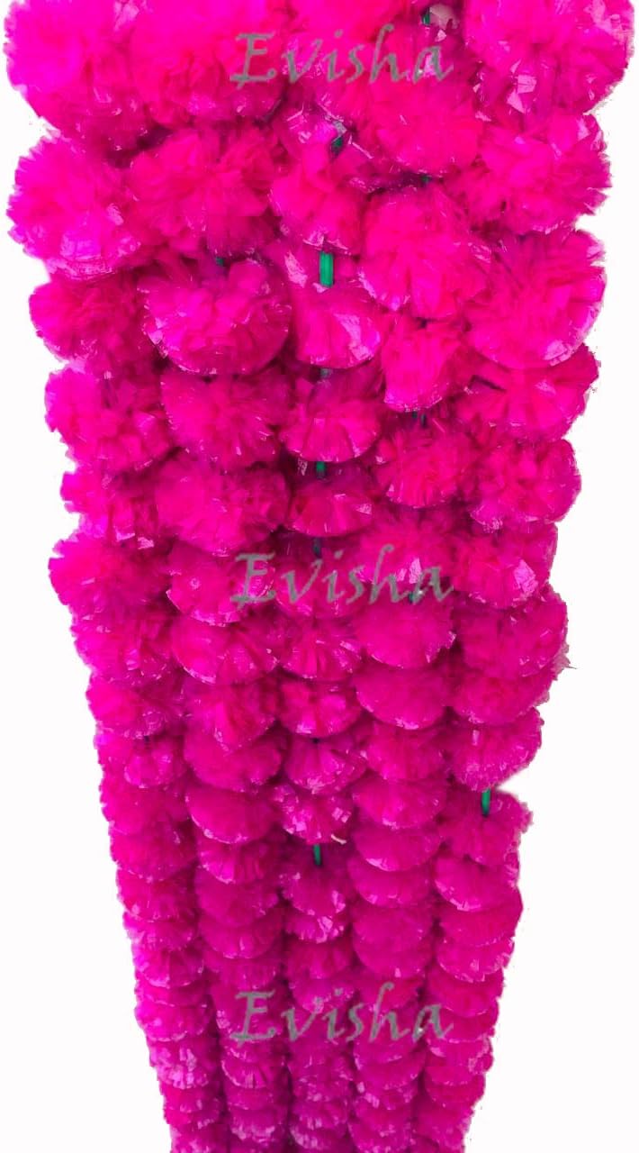 10 Pcs Artificial Flowers Lemon and Pink Marigold Garlands for Diwali Decoration Festival Home Décor Size 4.9 Feet