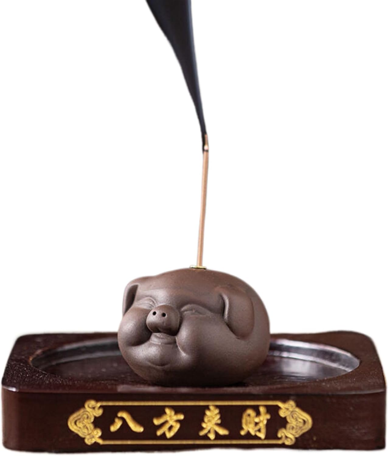 小猪小牛紫砂香炉 Incense Holder,摆件家用室内软萌茶宠 Yoga,Meditation Incense Burner 线香插香座-12354