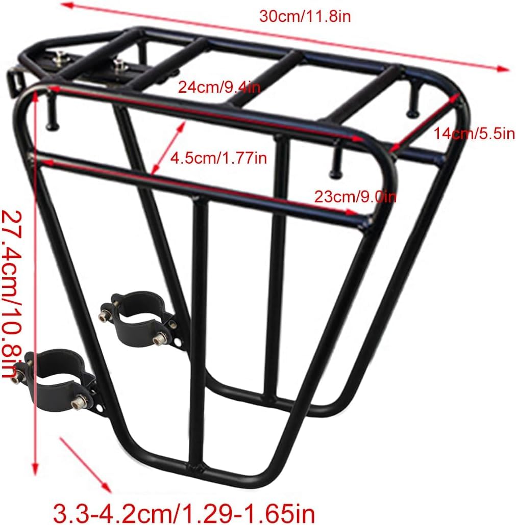 Porte-bagages avant pour vélo - En acier - Capacité de charge de 25 kg