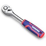 WORKPRO 1/4-Inch Drive Ratchet Wrench, 72-Tooth Reversible Ratchet, Quick-Release 1/4 Drive Ratchet Handle, CR-MO Head, Chrome Plated Finish