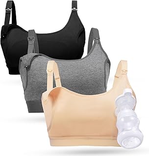 Momcozy Pumping Bra Hands Free All Day Wear Pumping &amp; Nursing Bra in One Holding Breast Pump for Spectra, Medela, Black,gr...