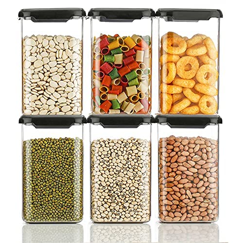 Image of Homemet Premium Quality Unbreakable Air Tight Square Plastic Containers Set for Kitchen Storage 1100ml Plastic Easy Flow Cereal Dispenser Storage Box Jar Food Rice Pasta Pulses (1100 ML, 03)