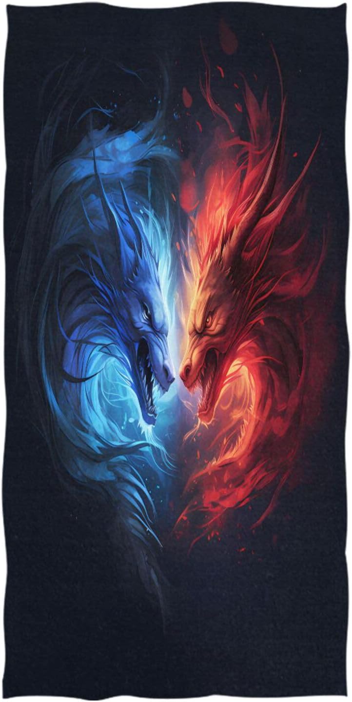 SUABOSUABO Oversized Beach Towel (Cute Fire Dragon) Beach Blanket Microfiber Quick Dry and Lightweight Towels for Bathroom,Hotel,Spa Hot Tub,Beach, Travel,71x32 inch