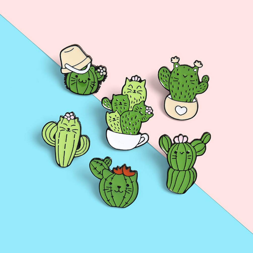 Jewelry Cat Cactus Brosche Set 6pcs gemischte Stil einfache Broschen für Partyfestival Casual Wear Jewelry