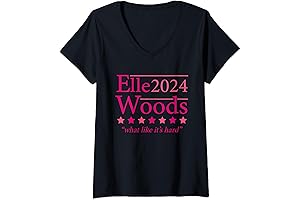Womens Elle 2024 woods "what like it's hard" V-Neck T-Shirt