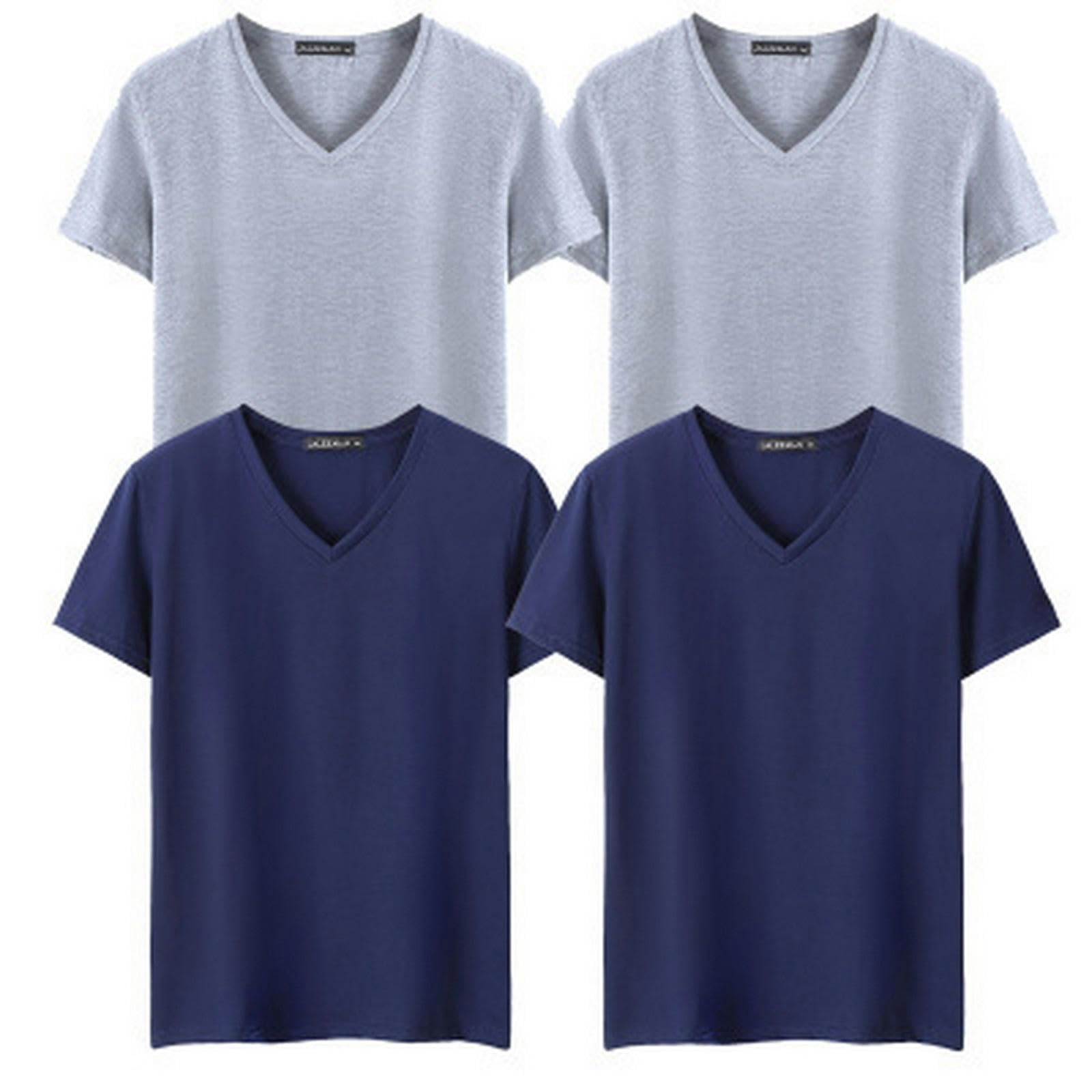 TEidea Koszulki męskie T-shirty męskie z krótkim rękawem dekolt w serek slim fit garnitur, 4-częściowy, na co dzień, duże rozmiary S-5XL dostępne