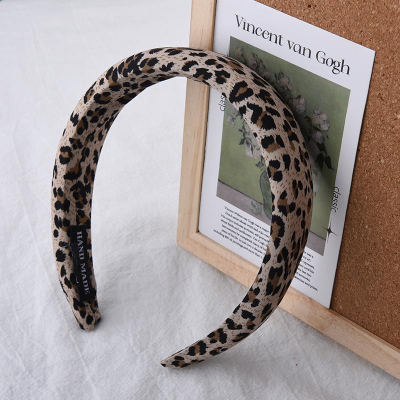 Guqqeuc Leopard Print Padded Headband for Women & Girls, 1 Count (Pack of 1), Elastic, 1.18 Inches Wide, Secures Hair, Facial - Image 2