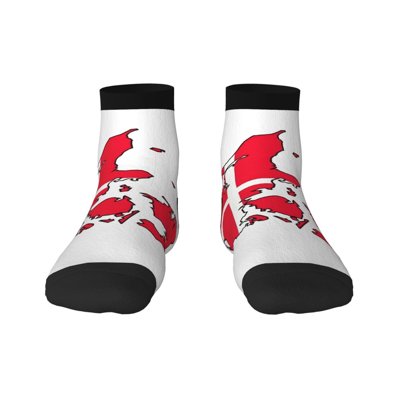 EdWal Danish Flag Map print Men's Moisture Control Crew Socks Socks For Men and Women Gifts For Golf, Hunting, Camping