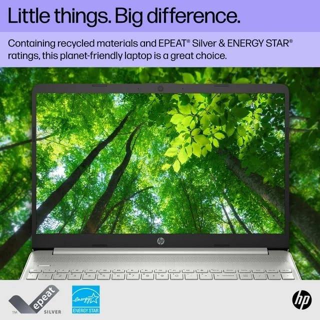 Image of HP 15.6 inch FHD Slim Laptop, Intel i3-1215U, Intel UHD Graphics, 8GB RAM, 256GB SSD, Webcam, Fingerprint Recognition, WiFi, Win11, Silver (Renewed)