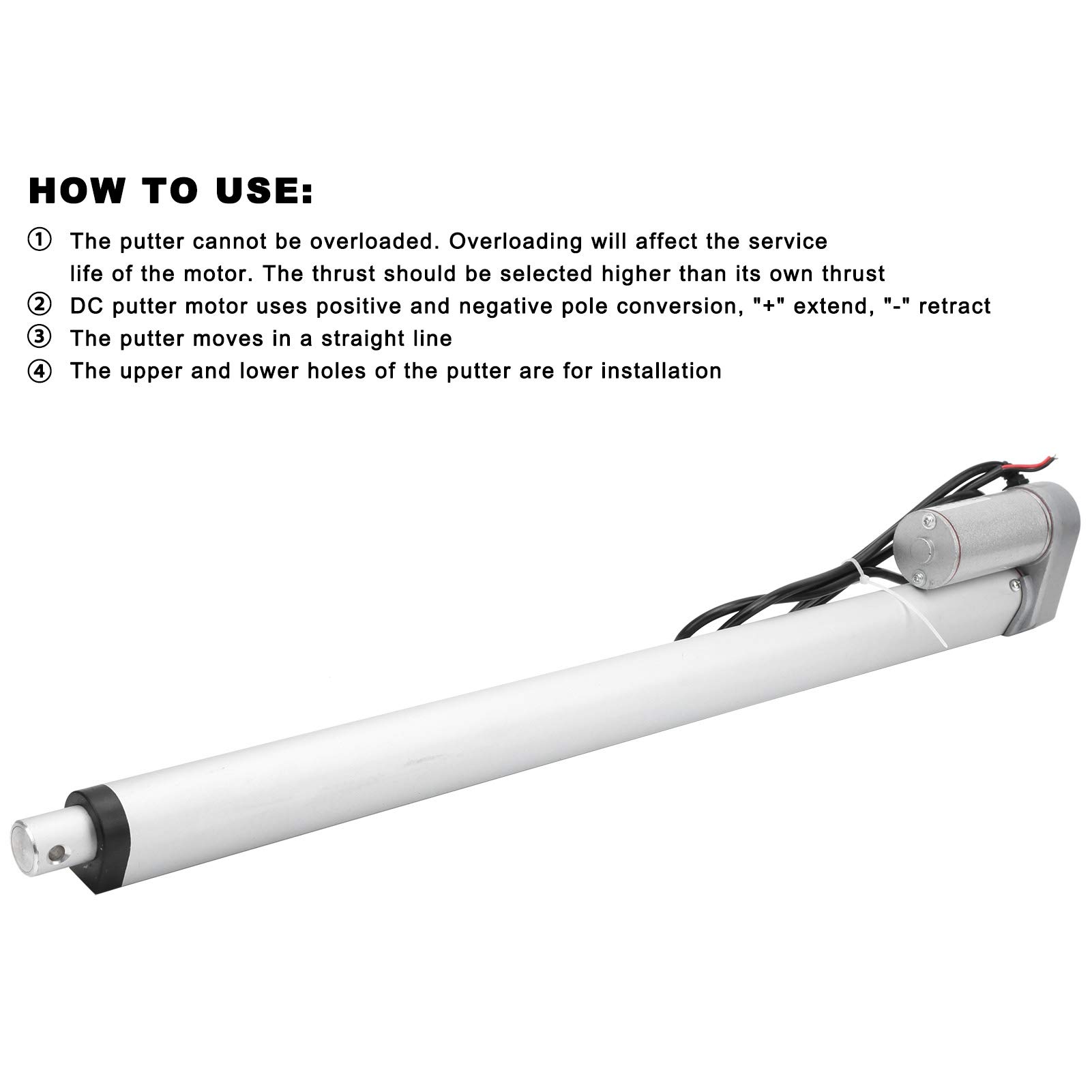 Fafeicy Actuador Lineal Eléctrico para Putter, de 450 Mm, 300 N, 12 VCC