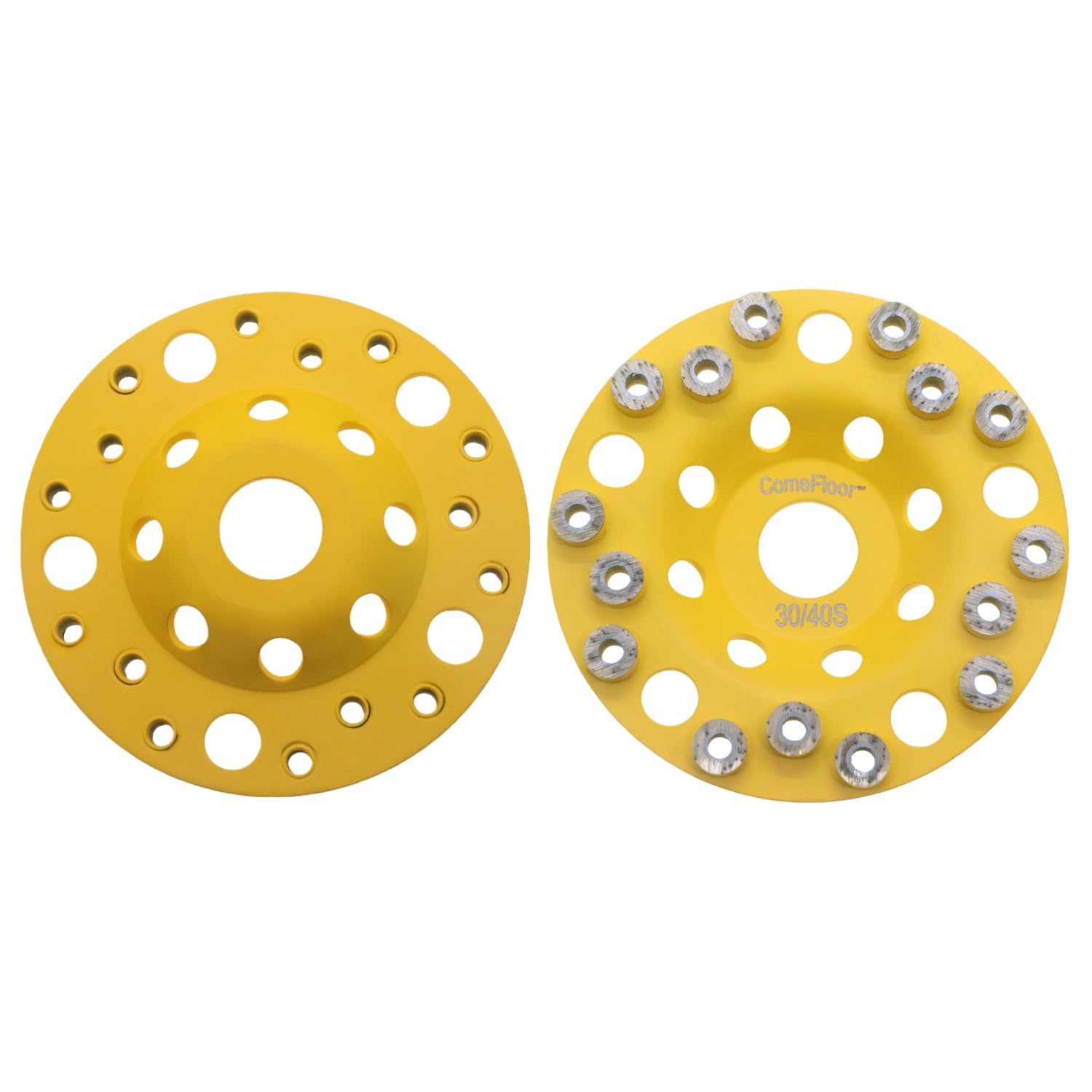 Diamond Grinding Cup Wheel for Hard Concrete Floor, Epoxy Coating Removal, 15 Aggressive Honeycomb Dots Segments, 4.5 Inch 7/8" Arbor, 30/40 Grit