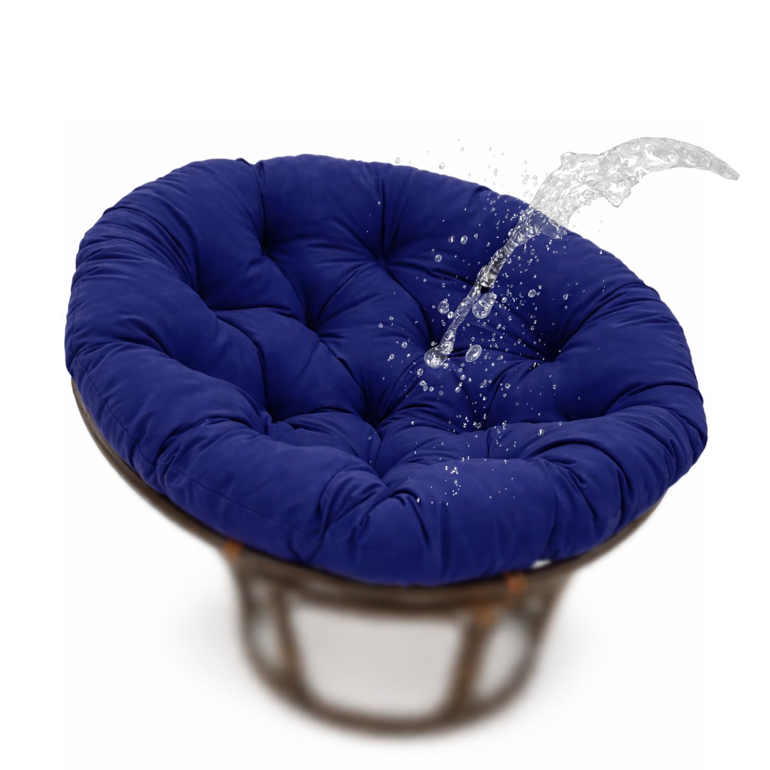 Générique Coussin de Chaise Suspendue Douillet et résistant à l'eau, Coussin de siège Rond Polyvalent pour Fauteuil Papasan, Salon de Jardin extérieur, Tailles 40-130 cm,Navy Blue,130x130cm