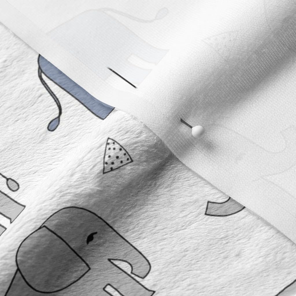 Spoonflower Fabric - Elephant Grey Blue Elephants Little Boy Nursery Sweet Gray Printed on Minky Fabric by The Yard - Sewing Baby Blankets Quilt Backing Plush