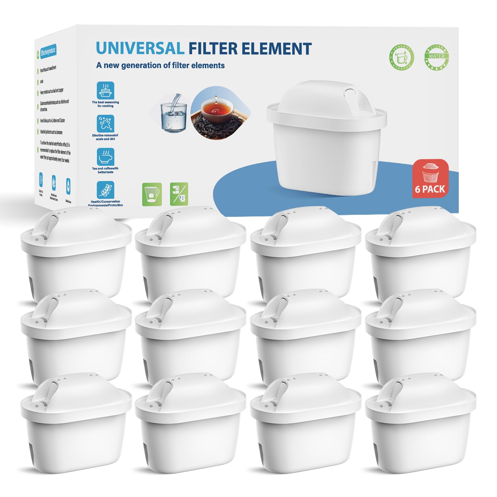Cartucce Filtro Dell'acqua Compatibili con Brita Marella Bollitore,Ricambio per Brita Maxtra+ Plus, Maxtra Pro All-in-1 Filtro (12)