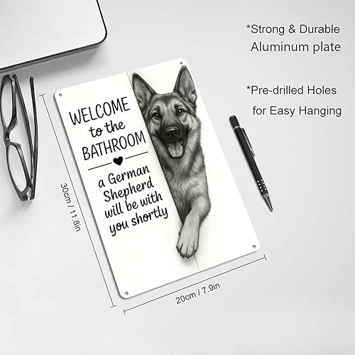 Miniatura 2 de German Shepherd Bathroom Poster Wall Decor Retro Metal Sign Poster for Garage Man Cave Bathroom Bedroom Farm Inspirational Popular Wall Art 8x12