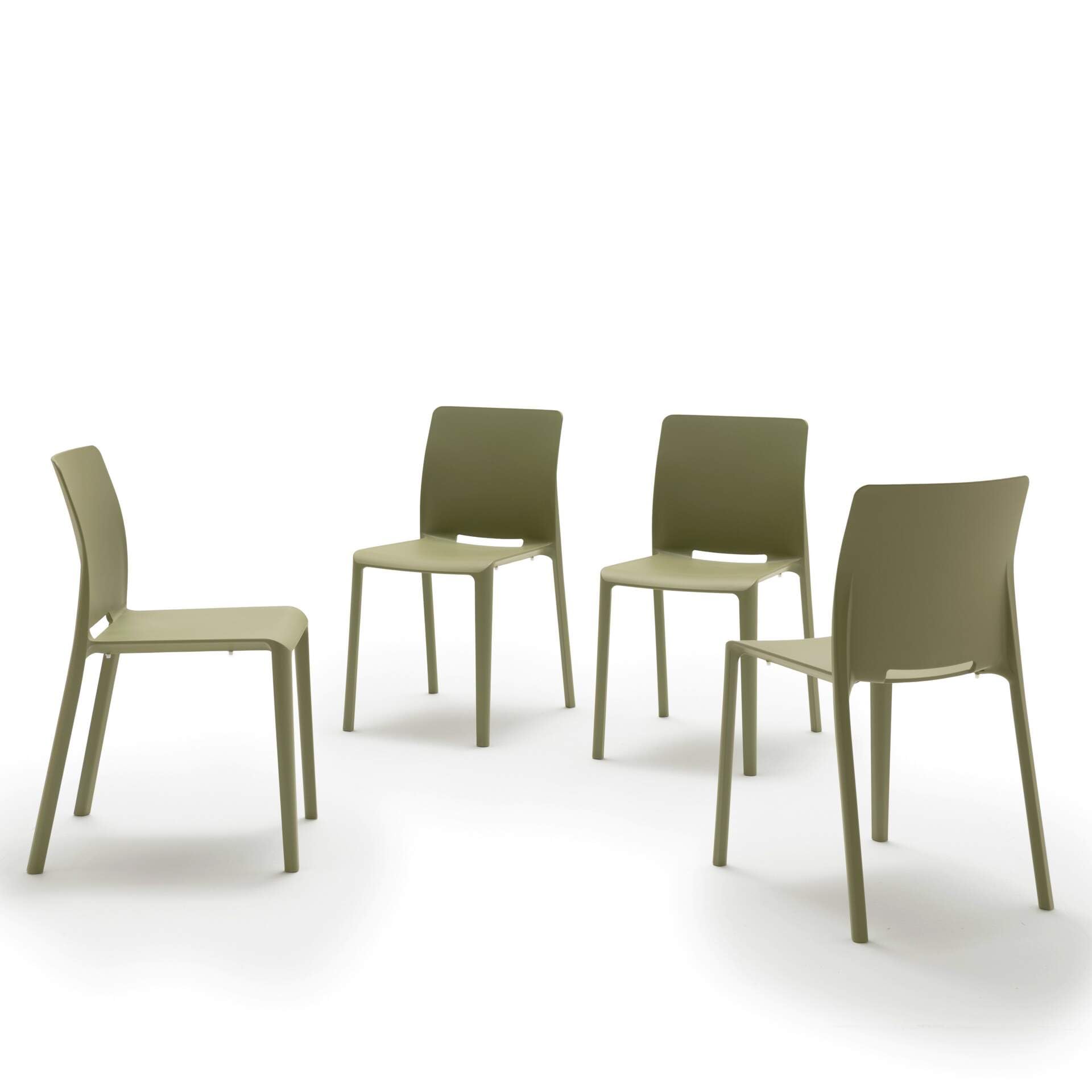 MOBILI FIVER, Pack de 4 sillas Emma Color Verde Oliva, Polipropileno y Fibra de Vidrio, Sillas Modernas Bares y Restaurantes, Cocina, Jardín, Salon, Made In Italy