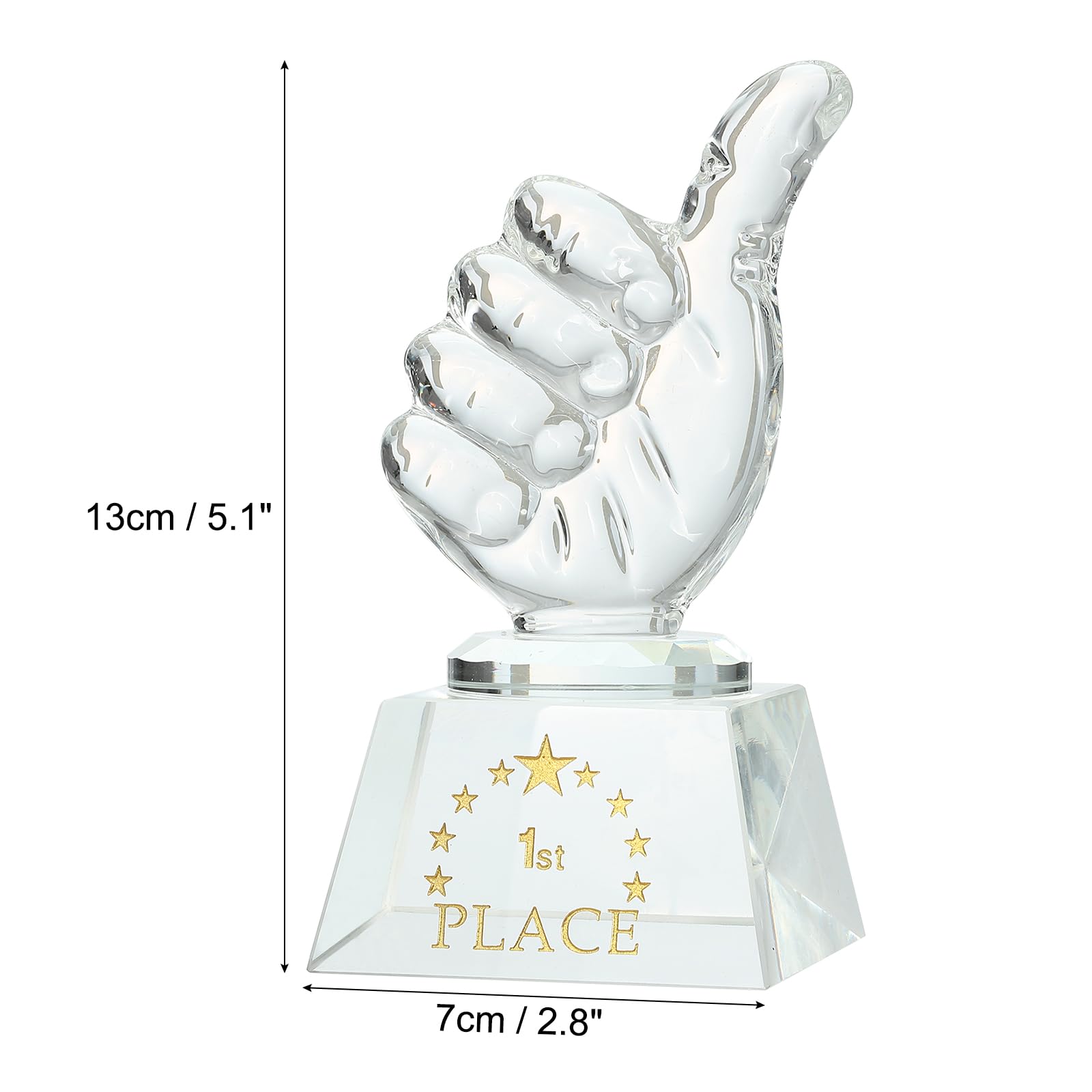 MECCANIXITY Trofeo de cristal Thumbs Up con caja para decoración de mesa de escritorio y pisapapeles