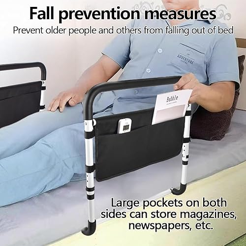 Miniatura 4 de Rieles de cama para personas mayores, riel de cama de altura ajustable y bolsillo de almacenamiento, rieles de asistencia de cama para personas