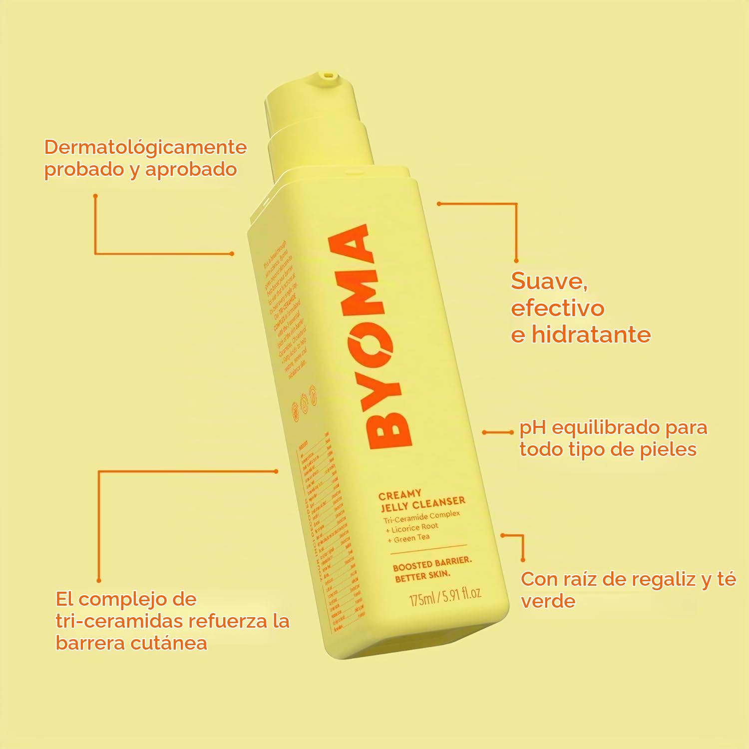 BYOMA ORIGINAL | CREAMY JELLY CLEANSER | Gel-Crema Limpiador - Gel limpiador hidratante | 175 ml | VEGANO | by BELLA